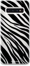 Fooncase Hoesje Geschikt voor Samsung Galaxy S10 - Shockproof Case - Back Cover / Soft Case - Zebra print