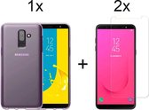 Samsung J8 2018 Hoesje - Samsung Galaxy J8 2018 hoesje siliconen case transparant cover - 2x Samsung J8 2018 Screenprotector