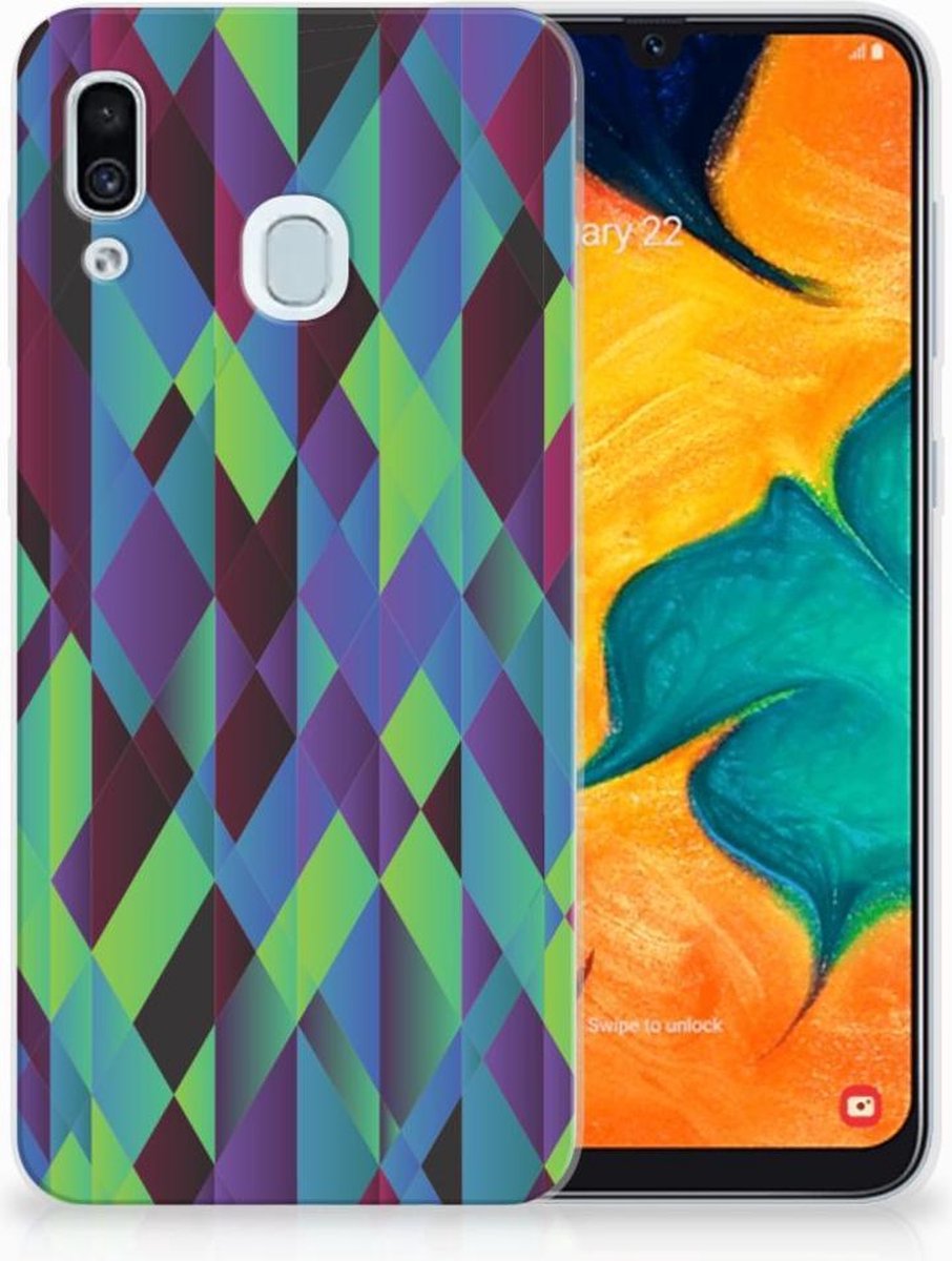 Samsung Galaxy A30 TPU Hoesje Abstract Green Blue