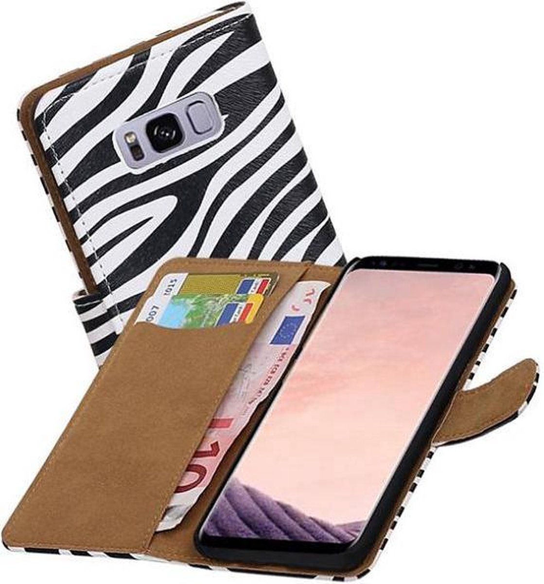Zebra Bookstyle Wallet Case Hoesjes Geschikt voor Samsung Galaxy S8 Plus Wit