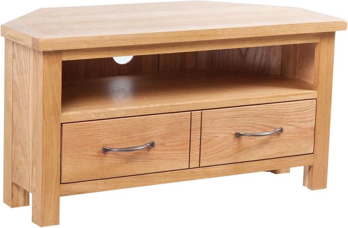 vidaXL - Tv-meubel - met - lade - 88x42x46 - cm - massief - eikenhout
