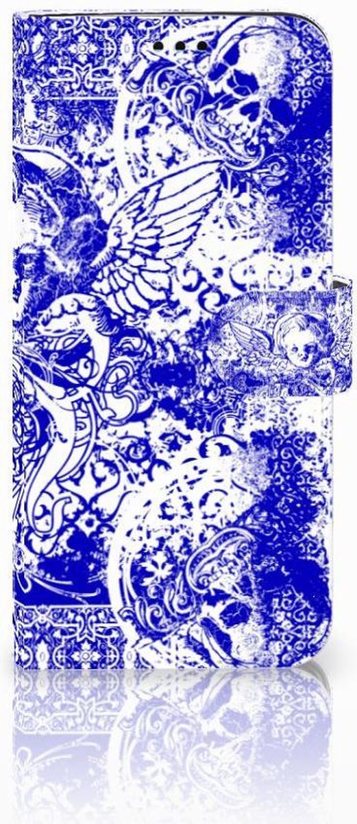 Telefoonhoesje met Naam Samsung Galaxy S9 Plus Angel Skull Blauw