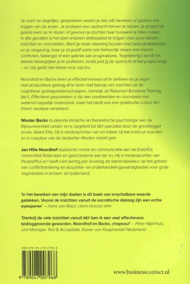 Effectieve gesprekken - back cover