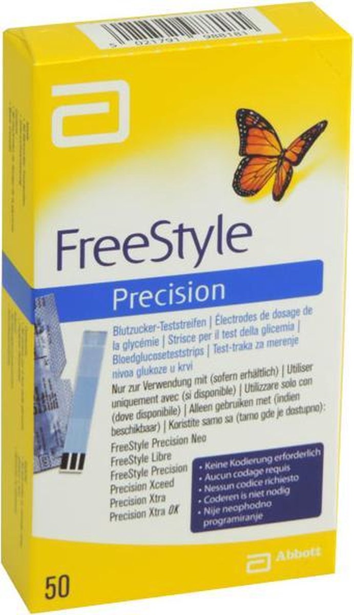 Goedkoopste Freestyle Precision teststrips 50 stuks Abbott - Het testen duurt 5 seconden
