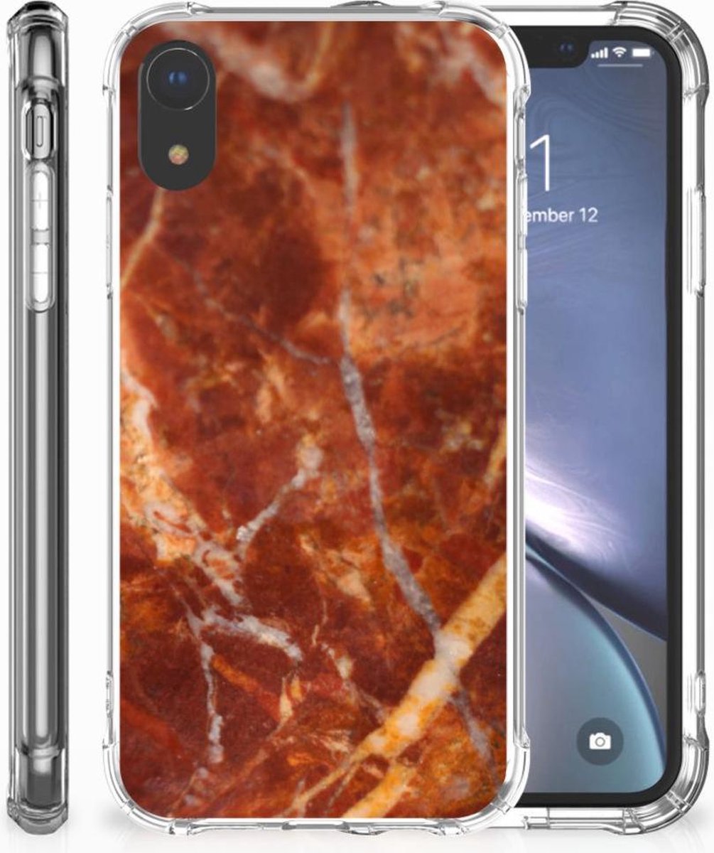 Apple iPhone Xr Anti-Shock Hoesje Marmer Bruin