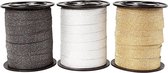 Cadeaulint, b: 10 mm, goud, zilver, zwart, 3x15m