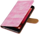 Lizard Bookstyle Wallet Case Hoesjes voor Galaxy C7 Roze