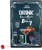 METALEN WANDBORD - SAPJE DRINK SMOOTHIE -RECLAMEBORD - MUURPLAAT - VINTAGE - RETRO - WANDDECORATIE -TEKSTBORD - DECORATIEBORD - RECLAME  - NOSTALGIE - GREEN LEMONADE- 30 x 20 cm -