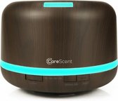 HomeDays Aroma Diffuser 500ml | Luchtbevochtiger voor Aromatherapie | Etherische Olie Diffuser | Aroma Vernevelaar | LED Strip Verlichting | Donker Hout + Gratis 1x Etherische Olie (10 ml)