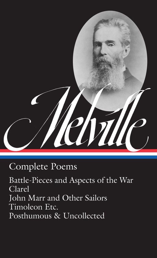Portrait d'Herman Melville avec le texte "Melville Complete Poems"