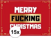 15x Merry Fucking Christmas kerst postkaart/ansichtkaart/wenskaart - Kerstmis wenskaarten setje