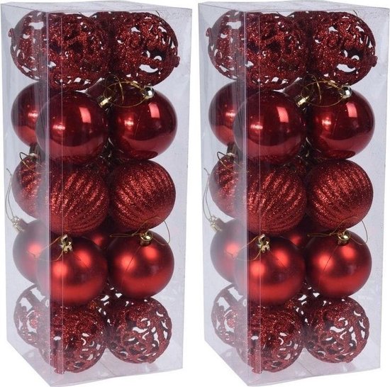 Certificaat Inspireren Mangel 40x Rode kunststof kerstballen 6 cm - Glans/mat/glitter - Onbreekbare  kerstballen... | bol.com