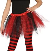 Heksen petticoat/tutu verkleed rokje zwart/rood 31 cm voor meisjes - Tule onderrokjes zwart/rood voor kinderen