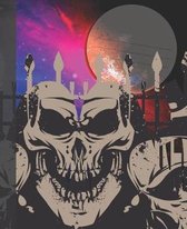 Alien Skulls Graveyard Horror Composition Wide-ruled blank line School Notebook
