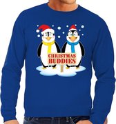 Foute kersttrui / sweater pinguin vriendjes blauw voor heren - Kersttruien S (48)