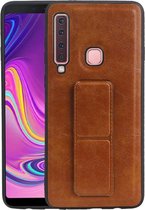Grip Stand Hardcase Backcover - Telefoonhoesje - Achterkant Hoesje - Geschikt voor Samsung Galaxy A9 (2018) - Bruin