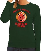 Foute kersttrui / sweater  voor dames - groen - Duivel Jingle Hell M (38)