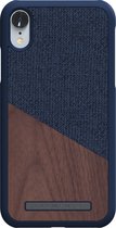 Nordic Elements Frejr backcover voor Apple iPhone XR -  Walnoot hout / donkerblauw textiel
