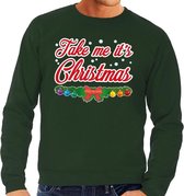 Foute kersttrui / sweater voor heren - groen -Take Me Its Christmas 2XL (56)