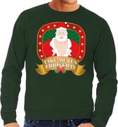 Foute kersttrui / sweater - groen - Kerstman Take Me Its Christmas heren L (52)