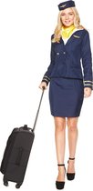 Karnival Costumes Stewardess Kostuum Carnavalskleding Dames Carnaval - Polyester - Blauw - Maat XS - 5-Delig Jasje/Ingenaaid shirt/Rok/Hoed/Nek accessoire