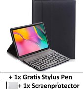 Smart Cover Bluetooth Keyboard Book Case Hoes Geschikt Voor Samsung Galaxy Tab A 10.1 Inch 2019 T510/T515 Flip Multi-Stand - Zwart