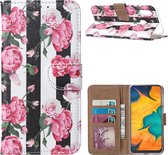 Hoesje voor Samsung Galaxy A30 - Book Case - Pioenroos