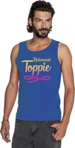 Blauw Helemaal Toppie singlet/ mouwloos shirt heren XL