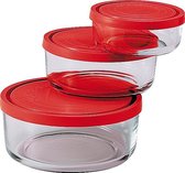 Boîte de conservation des aliments Bormioli Frigoverre Gelo - 3 pièces - Verre - Transparent / Rouge