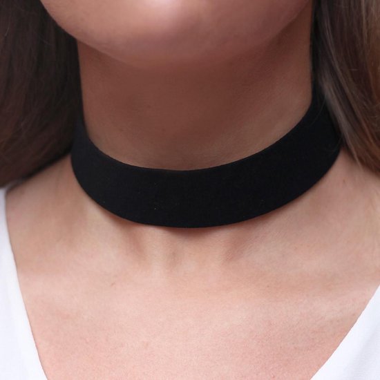 Kleverig totaal Centimeter Choker ketting zwart breed, chokers | bol.com