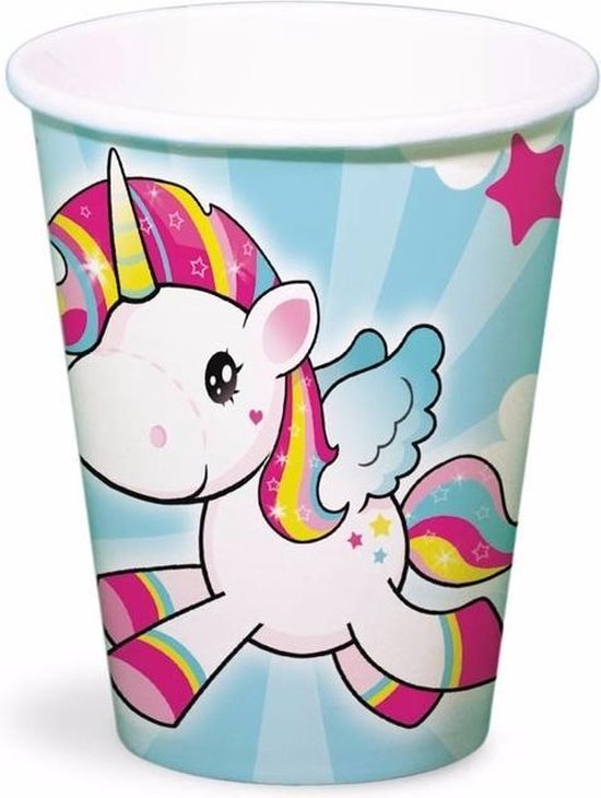 Gobelets imprimé licorne 16 pièces 250ml - Gobelet à thème