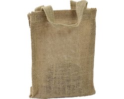 Product afbeelding van Jute tas met hengsel Ca. 17x8x21cm 200 stuks - Cadeautasje - Juten stof - Kweekbenodigdheden - Diverse maten - Sinterklaas en Piet- Pakjesavond - Sintcadeau - Mini jute zak - Strooizak sint