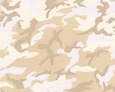 A.S. Création behangpapier camouflage wit, beige en bruin - AS-369420 - 53 cm x 10,05 m