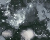 A.S. Création behangpapier planeten in de ruimte zwart wit en grijs - AS-340662 - 53 cm x 10,05 m