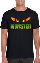 Halloween monster ogen t-shirt zwart heren XL