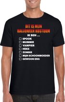 Halloween kostuum lijstje t-shirt zwart heren XL
