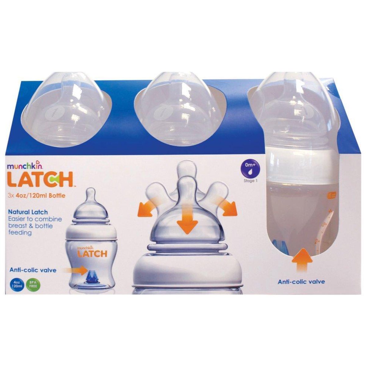 Biberon Latch Munchkin 120 Ml Anti-colique - Tétine En Silicone Souple - Au Plus Proche De L'allaitement Naturel