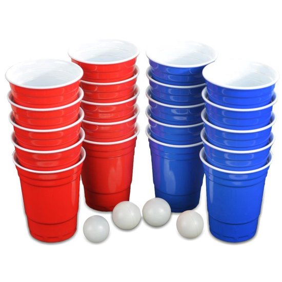 Jongeneel Verpakkingen. Bier pong spel 9 delig, 6 bekers en 3 ballen
