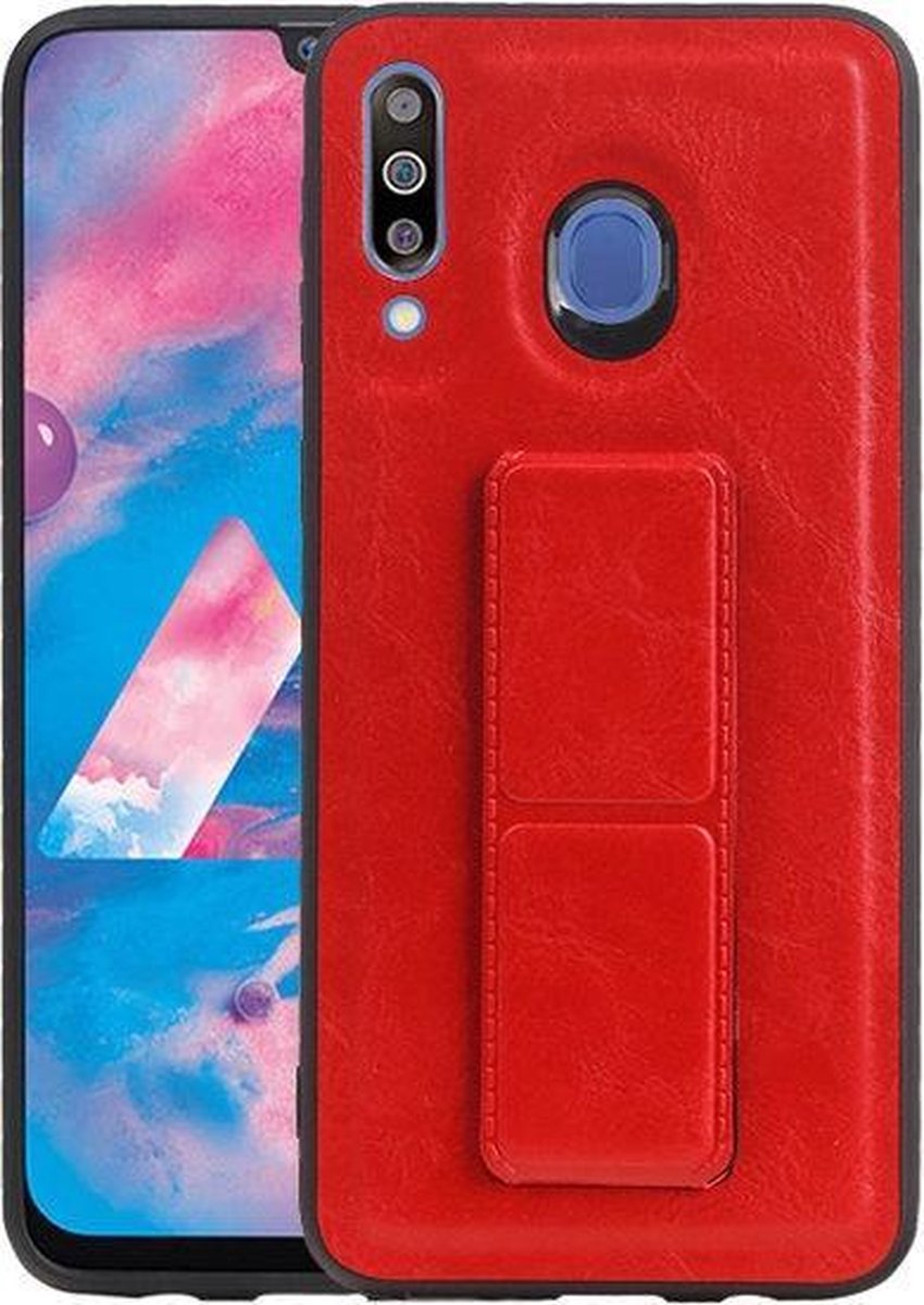 Grip Stand Hardcase Backcover voor Samsung Galaxy M30 Rood
