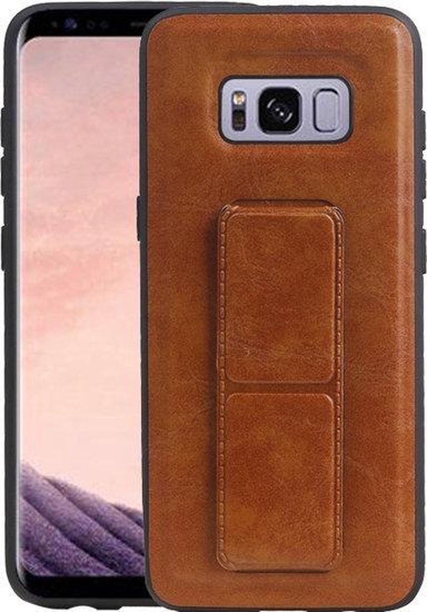 Grip Stand Hardcase Backcover voor Samsung Galaxy S8 Bruin