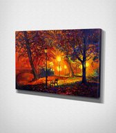 Autumn Park - Painting Canvas - 120 x 80 cm - Schilderij - Canvas - Slaapkamer - Wanddecoratie  - Slaapkamer - Foto op canvas