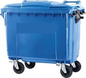 4 wiel afvalcontainer 660 liter blauw