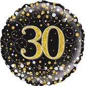 Oaktree - Folieballon Luxe Verjaardag 30 Zwart en Goud Holografisch