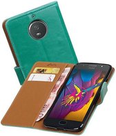 Pull Up TPU PU Leder Bookstyle Wallet Case voor Moto G5s Groen