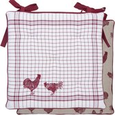Clayre & Eef - Stoelkussen - Landelijk met Kip & Haan motief - 4 Stuks - 40 x 40 cm