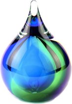 Urnencenter© Kristalglas Bubble Mini Urn Groen/Blauw Transparant - Urn - Urn voor as - Urn Hond - Urn Kat - Urn Deelbewaring - Mini Urn Glas - Kunstobject