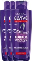 L’Oréal Paris Elvive Color-Vive Purple Shampoo - 3 x 200ml - Voordeelverpakking - Anti Gele Gloed