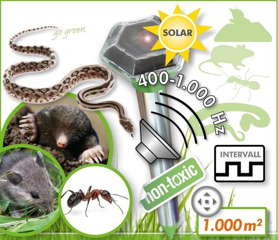 Solar Mollenverjager & Muizenverjager - Mollenbestrijding Ultrasoon Op Zonne- energie - Anti Mollen & Muizen