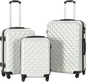 Reiskoffer 3 delig hardcase met 360 graden wielen Zilver (INCL Reisetui) - Rolkoffer harde koffer - Hardcase trolley - Lichtgewicht reiskoffer