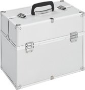 Make-up koffer (Incl 3 Nep wimpers) 37x24x35cm aluminium Zilver - Visagie koffer - Cosmetica koffer - Beauty case - Nagelstyliste koffer - make up case